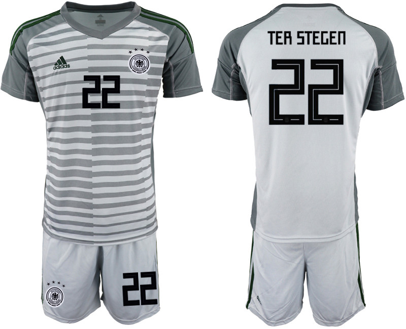 2018 19 Germany 22 TER STEGEN Gray Goalkeeper Soccer Jersey