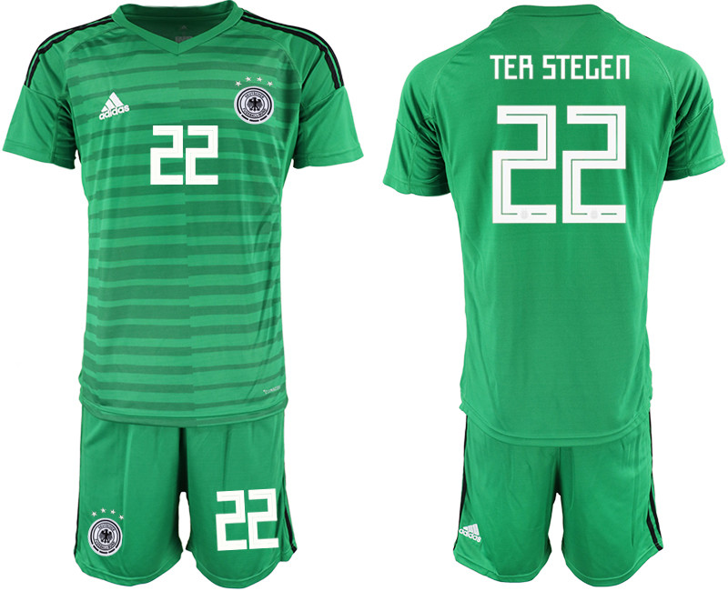 2018 19 Germany 22 TER STEGEN Green Goalkeeper Soccer Jersey