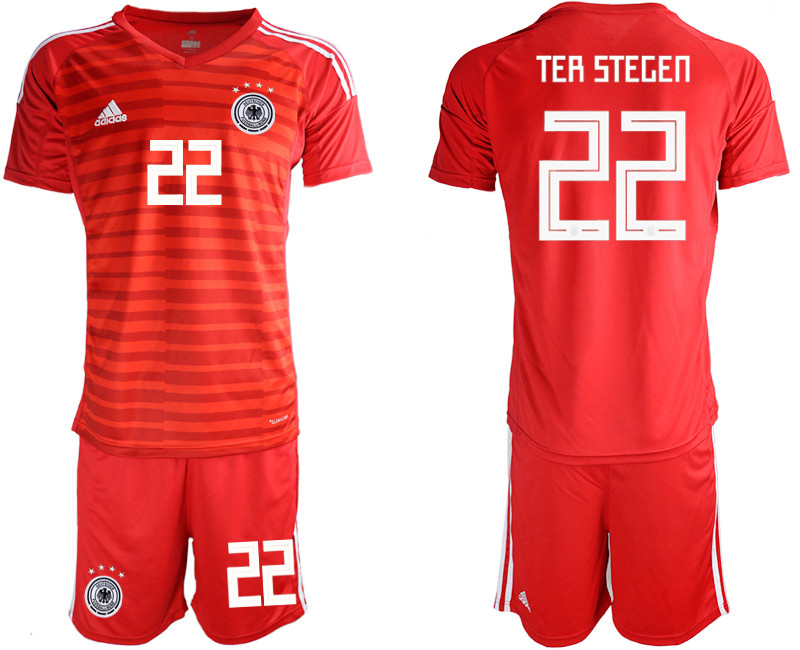 2018 19 Germany 22 TER STEGEN Red Goalkeeper Soccer Jersey