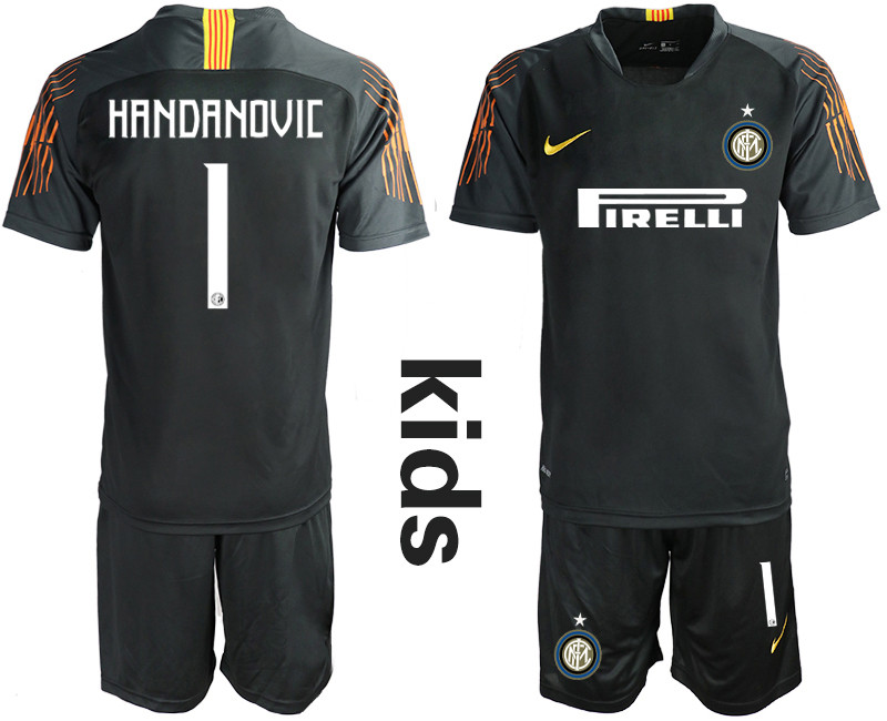 2018 19 Inter Milan 1 HANDANOVIC Black Youth Goalkeeper Soccer Jersey