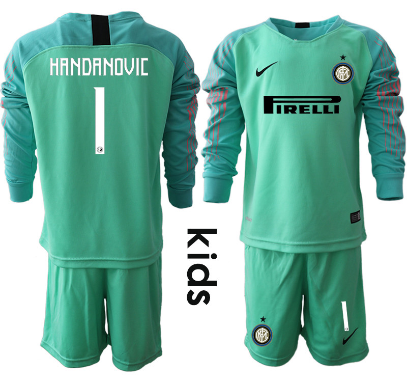 2018 19 Inter Milan 1 HANDANOVIC Green Youth Long Sleeve Soccer Jersey