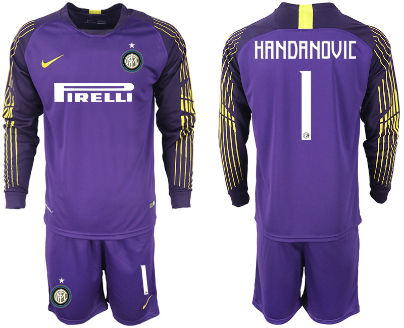2018 19 Inter Milan 1 HANDANOVIC Purple Long Sleeve Soccer Jersey