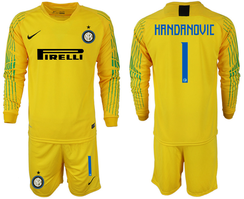 2018 19 Inter Milan 1 HANDANOVIC Yellow Long Sleeve Soccer Jersey