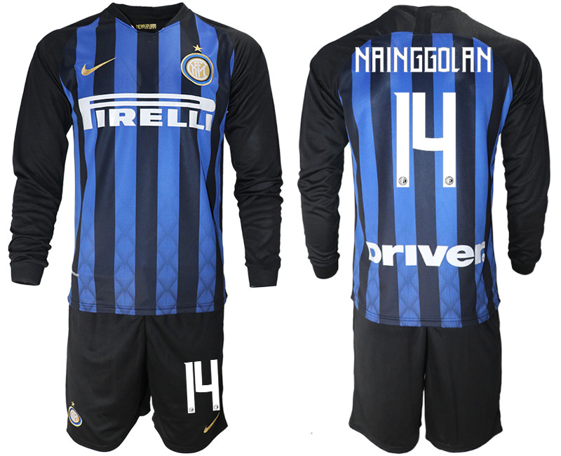 2018 19 Inter Milan 14 NAINGGOLAN Home Long Sleeve Soccer Jersey