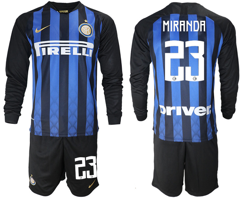 2018 19 Inter Milan 23 MIRANDA Home Long Sleeve Soccer Jersey