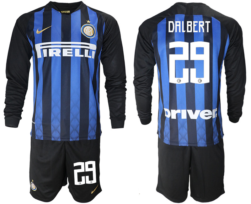 2018 19 Inter Milan 29 DALBERT Home Long Sleeve Soccer Jersey