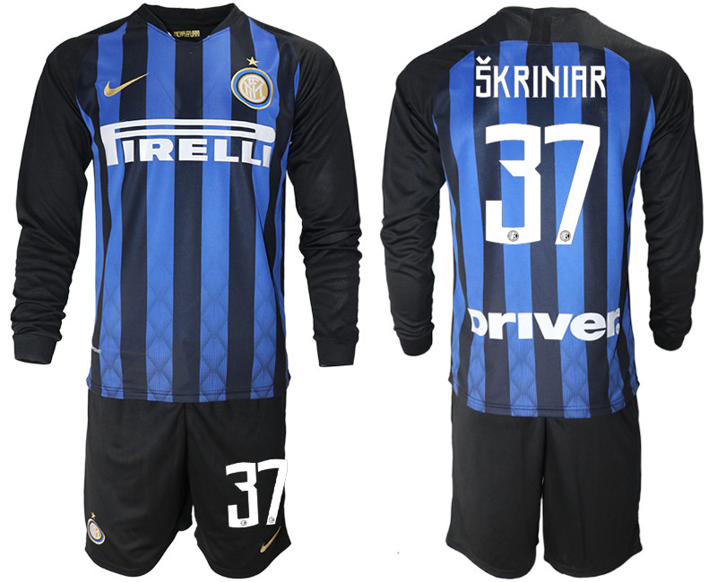 2018 19 Inter Milan 37 SKRINIAR Home Long Sleeve Soccer Jersey