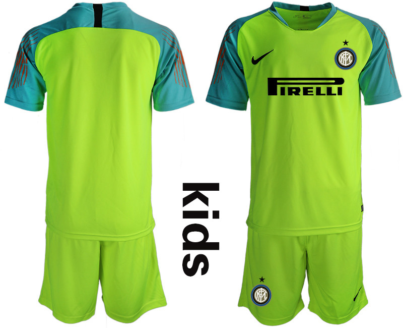 2018 19 Inter Milan Fluorescent Green Youth Goalkeeper Soccer Jersey