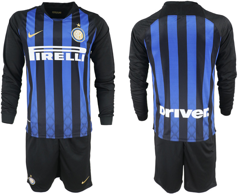 2018 19 Inter Milan Home Long Sleeve Soccer Jersey