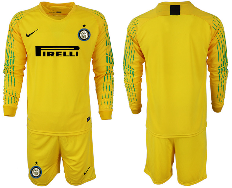 2018 19 Inter Milan Yellow Long Sleeve Soccer Jersey