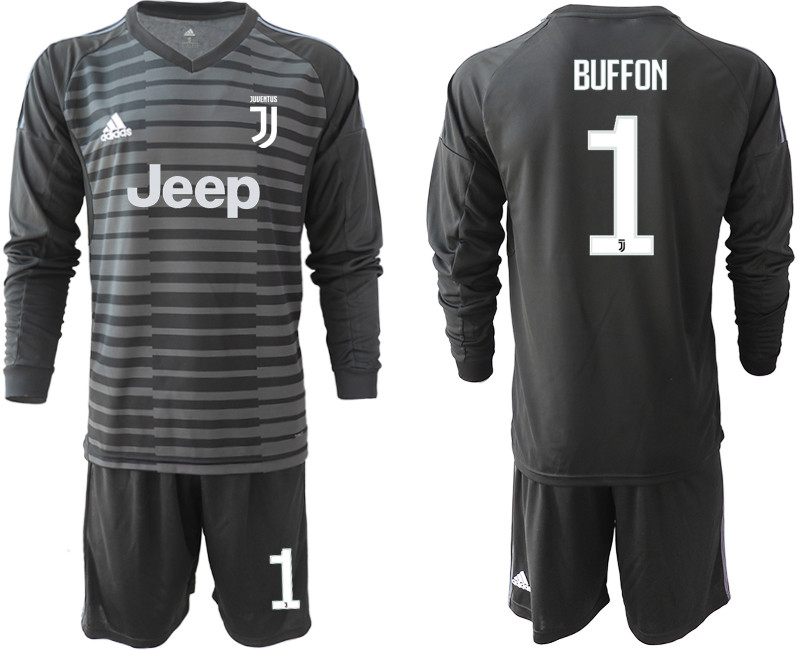 2018 19 Juventus 1 BUFFON Black Long Sleeve Goalkeeper Soccer Jersey