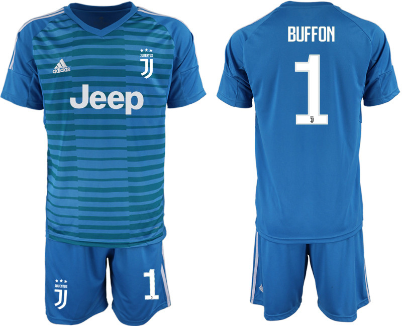 2018 19 Juventus 1 BUFFON Blue Goalkeeper Soccer Jersey