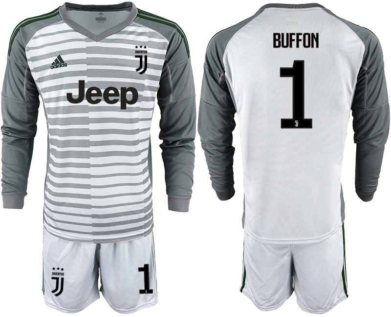 2018 19 Juventus 1 BUFFON Gray Long Sleeve Goalkeeper Soccer Jersey