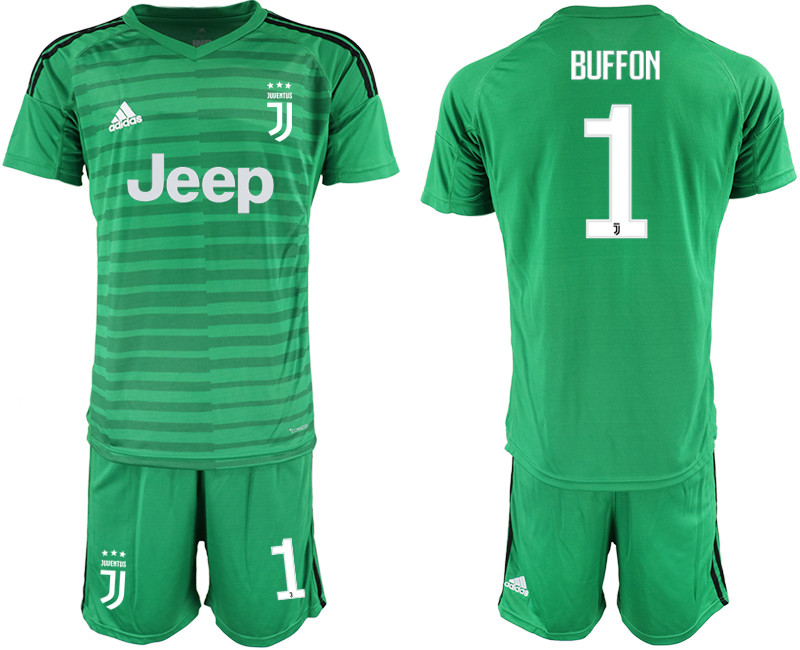 2018 19 Juventus 1 BUFFON Green Goalkeeper Soccer Jersey