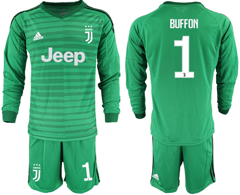 2018 19 Juventus 1 BUFFON Green Long Sleeve Goalkeeper Soccer Jersey