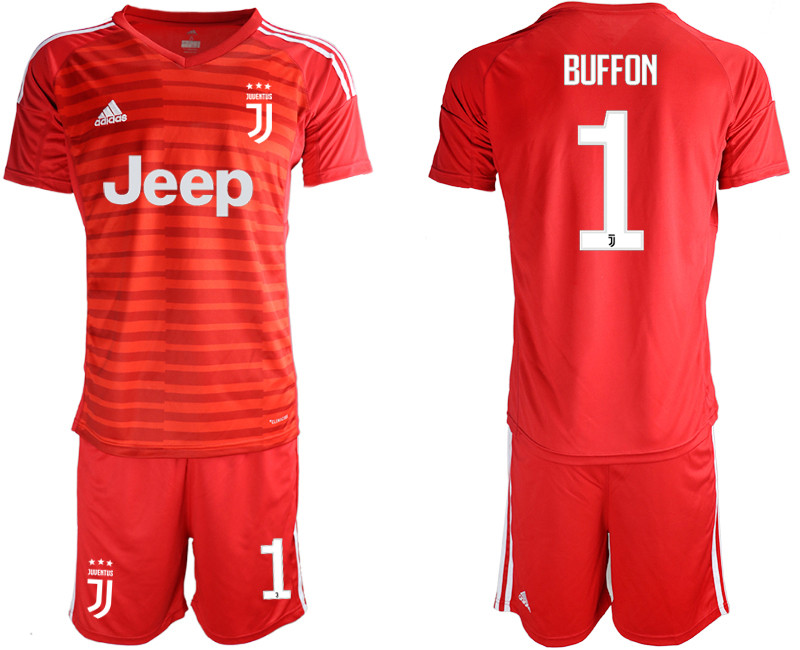 2018 19 Juventus 1 BUFFON Red Goalkeeper Soccer Jersey
