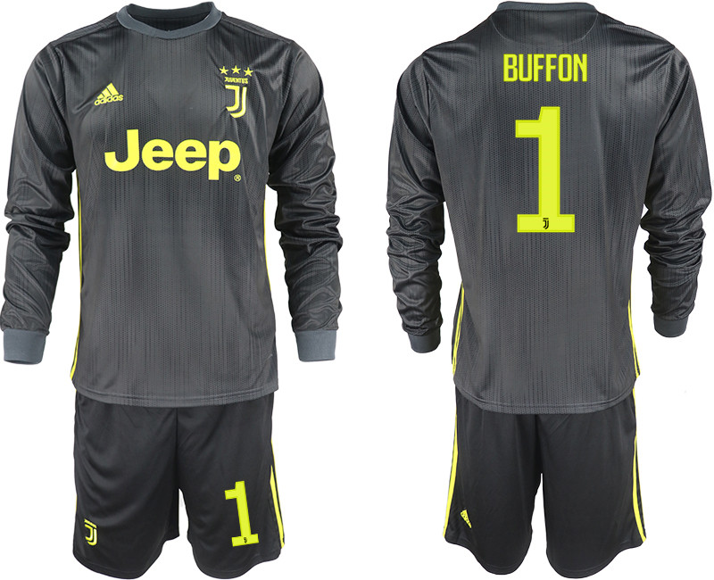 2018 19 Juventus 1 BUFFON Third Away Long Sleeve Soccer Jersey