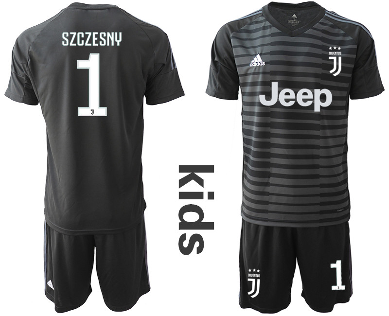2018 19 Juventus 1 SZCZESNY Black Youth Goalkeeper Soccer Jersey