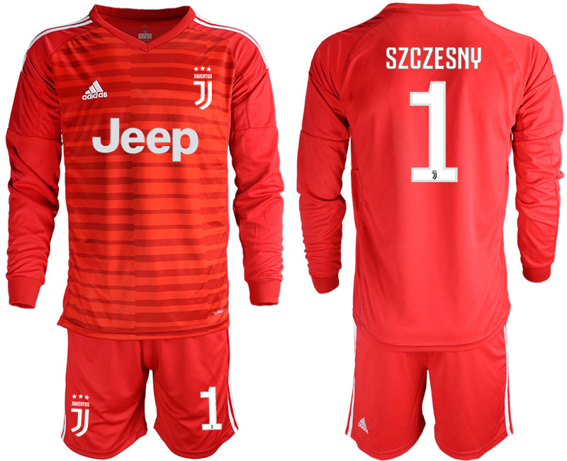 2018 19 Juventus 1 SZCZESNY Red Long Sleeve Goalkeeper Soccer Jersey