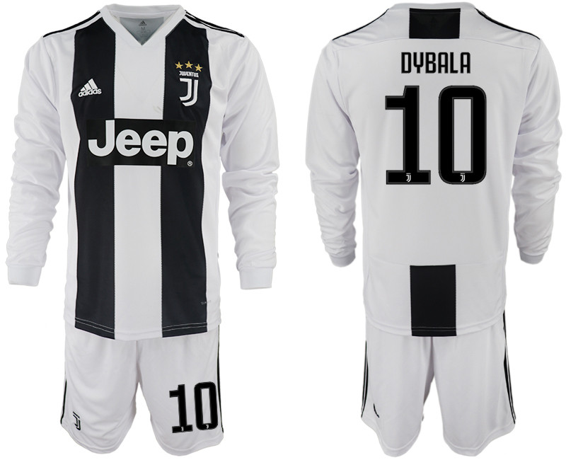 2018 19 Juventus 10 DYBALA Home Long Sleeve Soccer Jersey