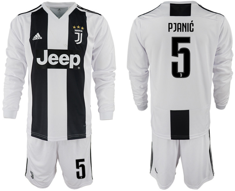 2018 19 Juventus 5 PJANIC Home Long Sleeve Soccer Jersey