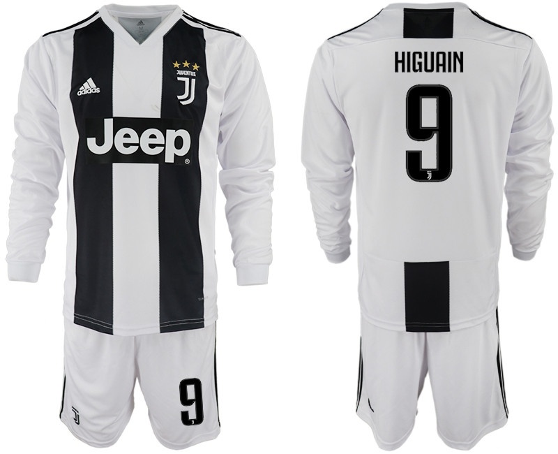 2018 19 Juventus 9 HIGUAIN Home Long Sleeve Soccer Jersey