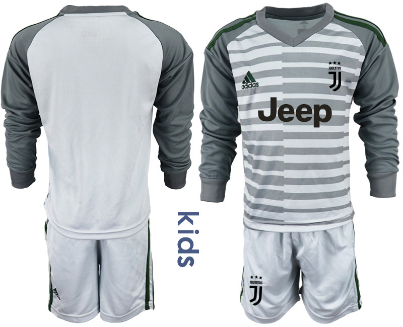 2018 19 Juventus Gray Youth Long Sleeve Goalkeeper Soccer Jersey