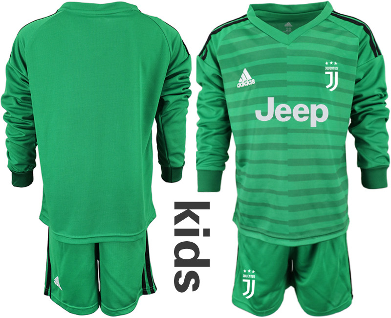 2018 19 Juventus Green Youth Long Sleeve Goalkeeper Soccer Jersey