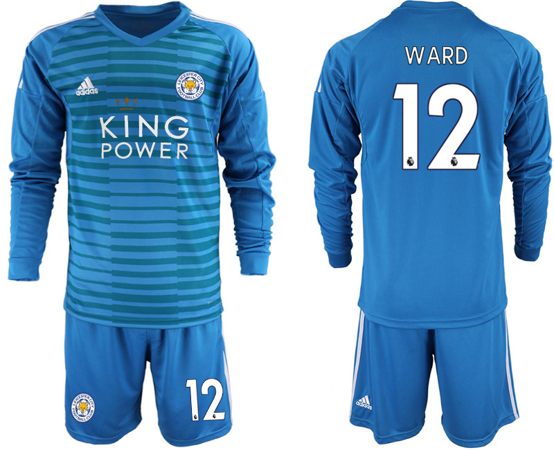 2018 19 Leicester City 12 WARD Blue Long Sleeve Goalkeeper Soccer Jersey