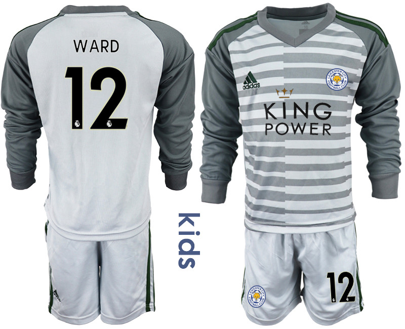 2018 19 Leicester City 12 WARD Gray Youth Long Sleeve Goalkeeper Soccer Jersey