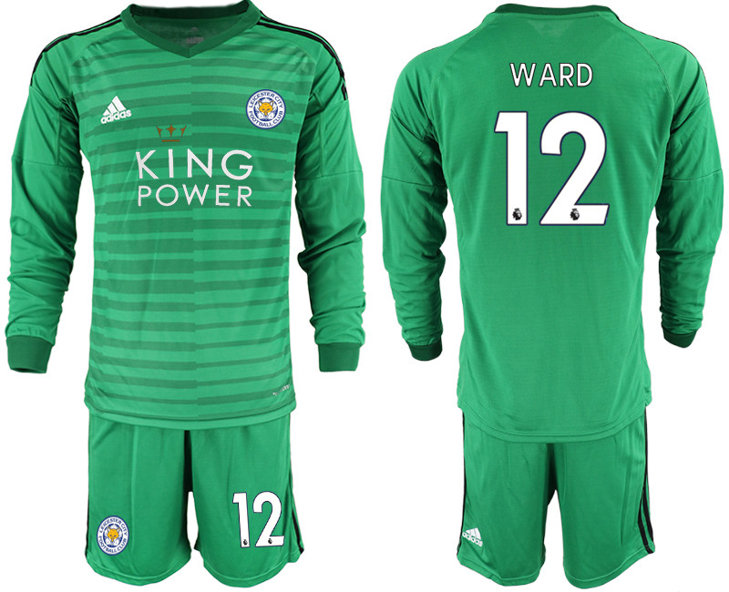2018 19 Leicester City 12 WARD Green Long Sleeve Goalkeeper Soccer Jersey