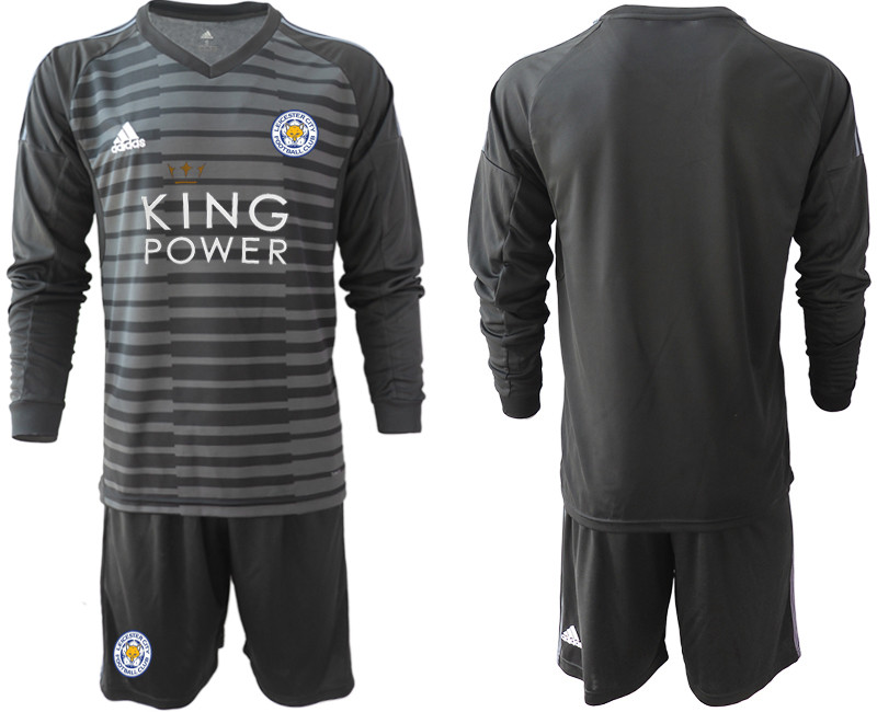 2018 19 Leicester City Black Long Sleeve Goalkeeper Soccer Jersey