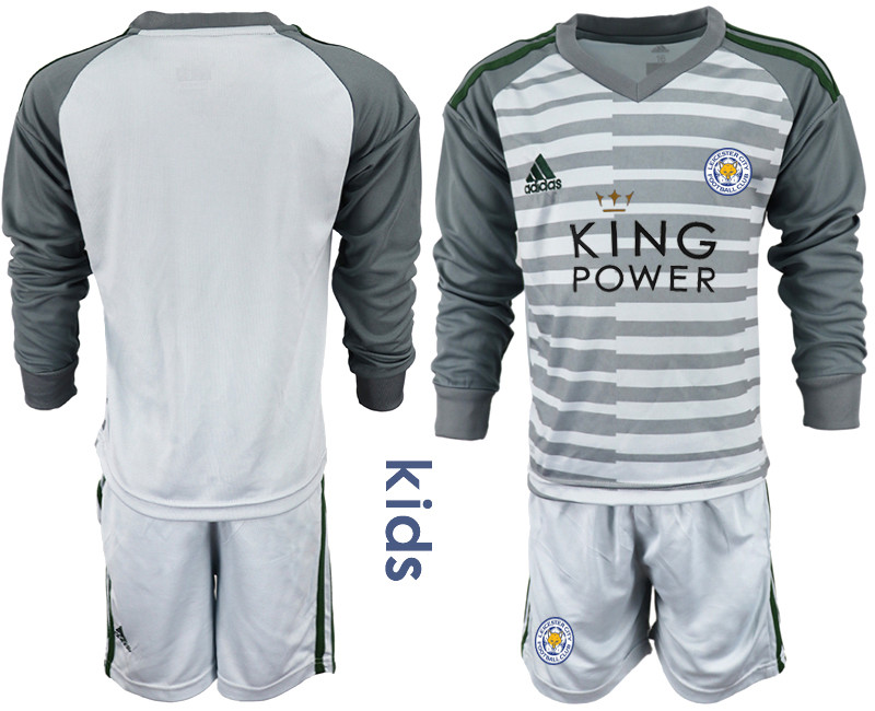 2018 19 Leicester City Gray Youth Long Sleeve Goalkeeper Soccer Jersey