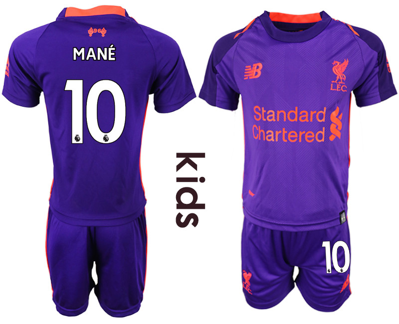 2018 19 Liverpool 10 MANE Away Youth Soccer Jersey