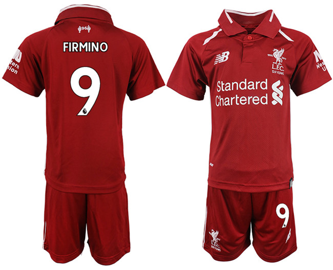 2018 19 Liverpool 9 FIRMINO Home Youth Soccer Jersey