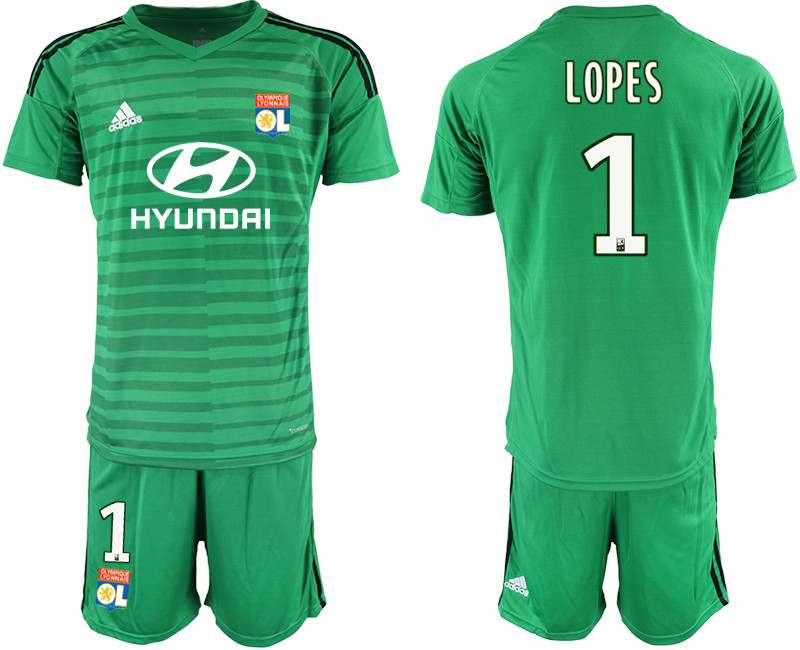 2018 19 Lyon 1 LOPES Green Goalkeeper Soccer Jersey