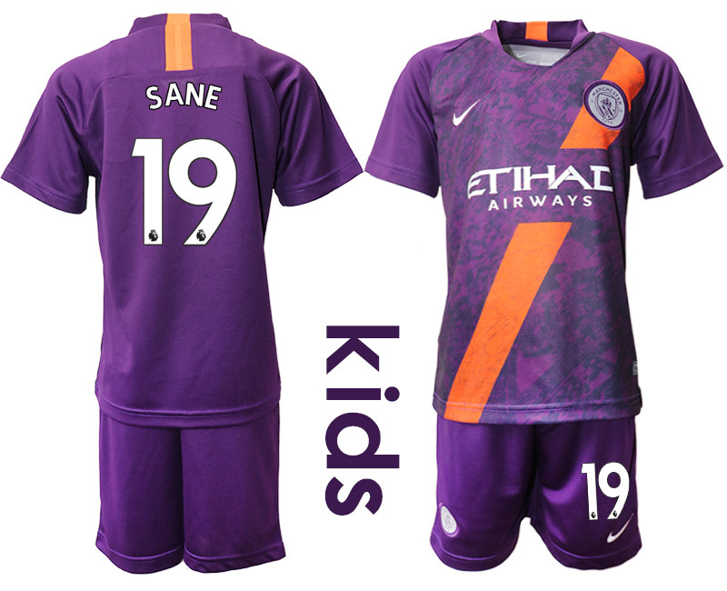 2018 19 Manchester City 19 SANE Youth Third Away Soccer Jersey