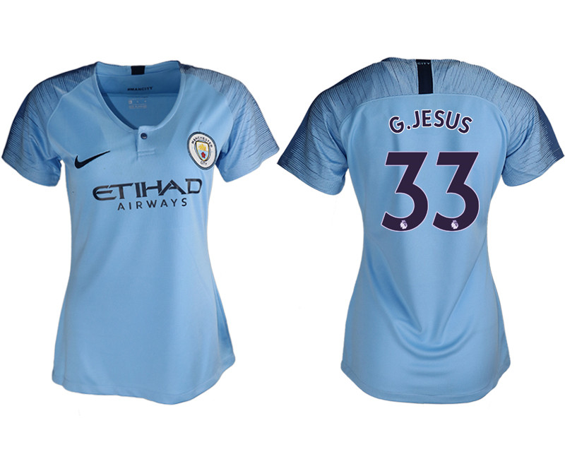 2018 19 Manchester City 33 G.JESUS Home Women Soccer Jersey