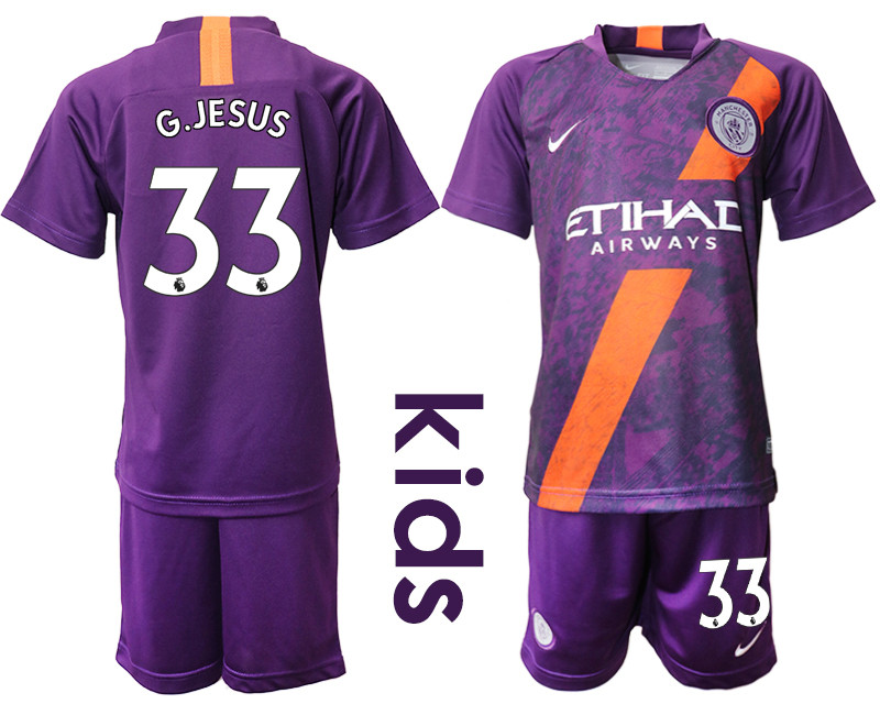 2018 19 Manchester City 33 G.JESUS Youth Third Away Soccer Jersey