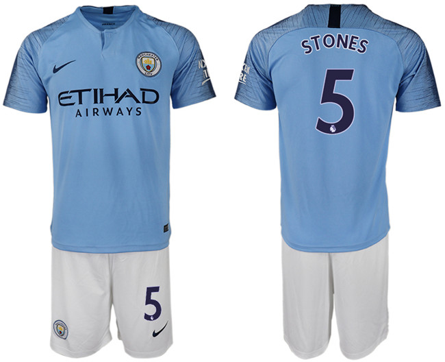 2018 19 Manchester City 5 STONES Home Soccer Jersey