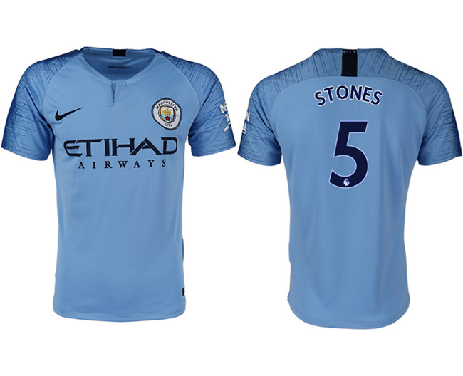 2018 19 Manchester City 5 STONES Home Thailand Soccer Jersey