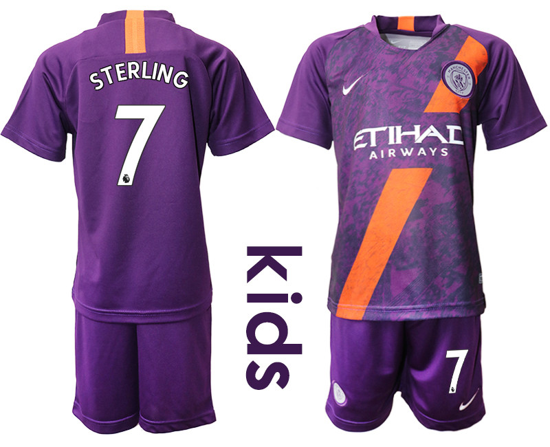 2018 19 Manchester City 7 STERLING Youth Third Away Soccer Jersey