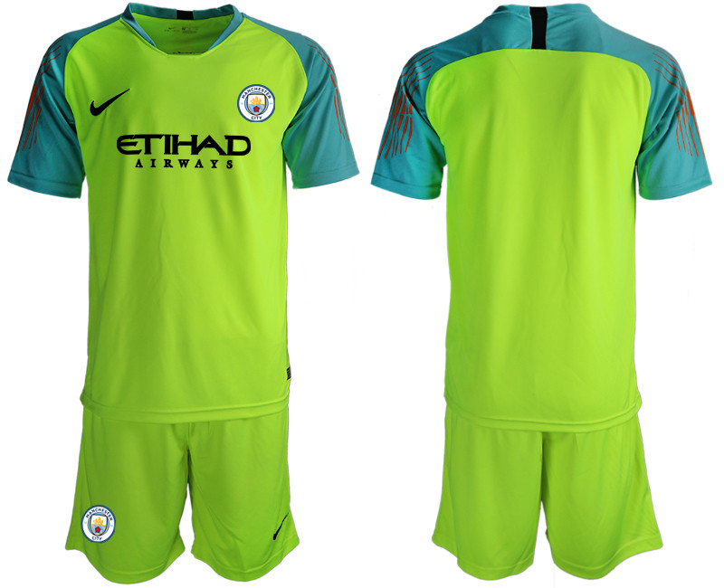 2018 19 Manchester City Fluorescent Green Goalkeeper Soccer Jersey