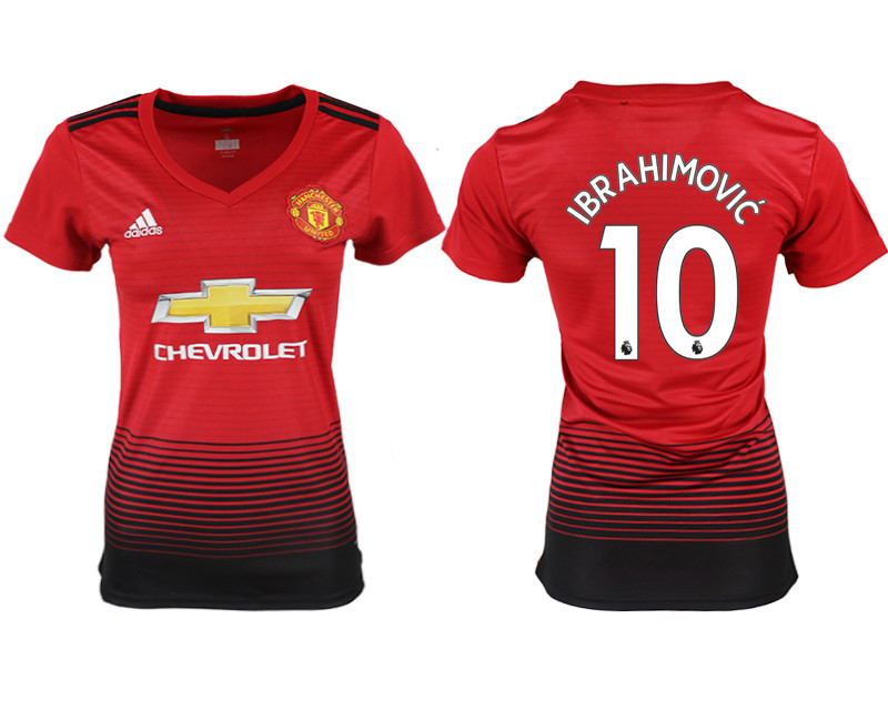 2018 19 Manchester United 10 IBRAHIMOVIC Home Women Soccer Jersey