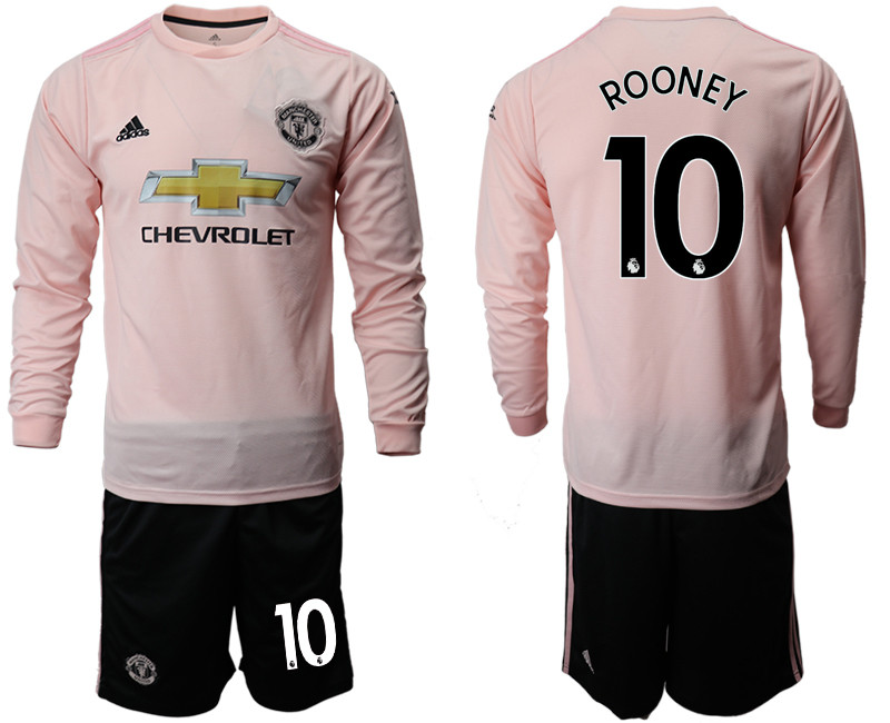 2018 19 Manchester United 10 ROONEY Away Long Sleeve Soccer Jersey