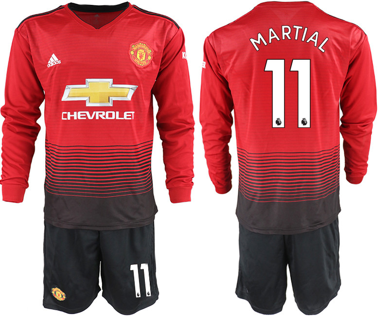 2018 19 Manchester United 11 MARTIAL Home Long Sleeve Soccer Jersey