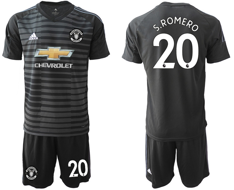 2018 19 Manchester United 20 S.ROMERO Black Goalkeeper Soccer Jersey