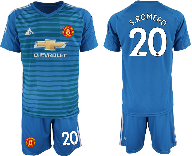 2018 19 Manchester United 20 S.ROMERO Blue Goalkeeper Soccer Jersey