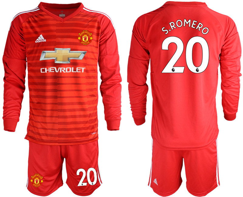 2018 19 Manchester United 20 S.ROMERO Red Long Sleeve Goalkeeper Soccer Jersey