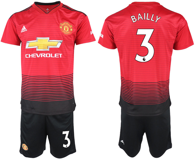 2018 19 Manchester United 3 BAILLY Home Soccer Jersey